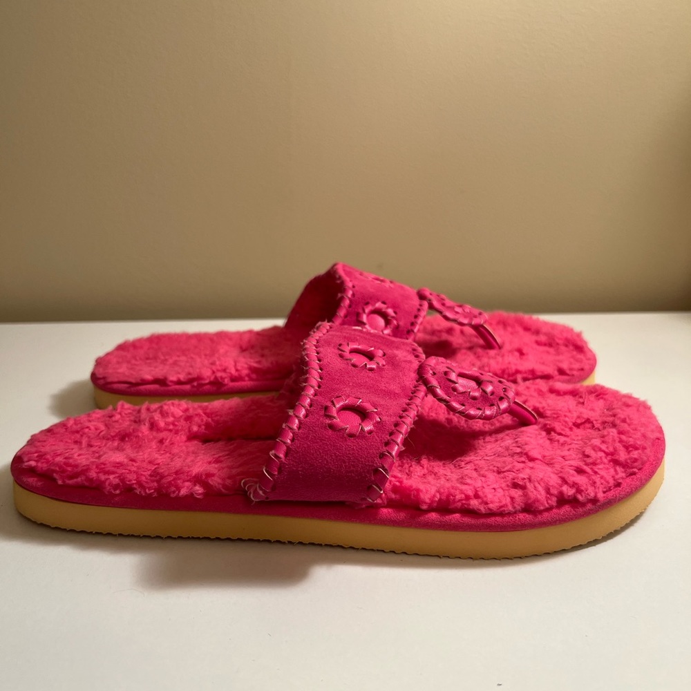 Women’s Pink Jack Rogers Fuzzy Slippers